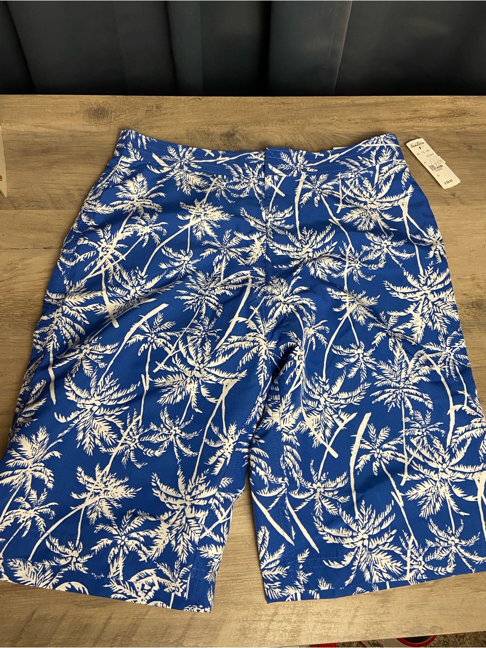 NWT Brooks Brothers Blue Palm Trees Lined‎ Swim Trunks Pockets Boys sz 12